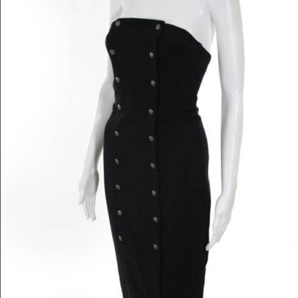 Intermix Black Strapless Button Detail Dress - image 3
